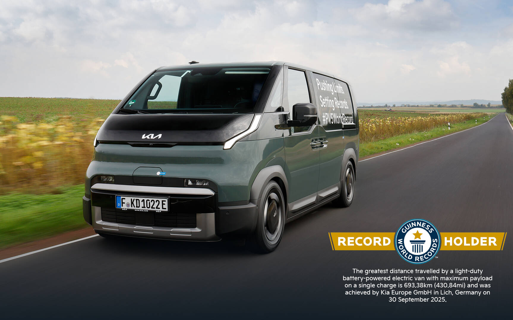 Record: The Kia PV5 Cargo traveled nearly 700 km fully loaded