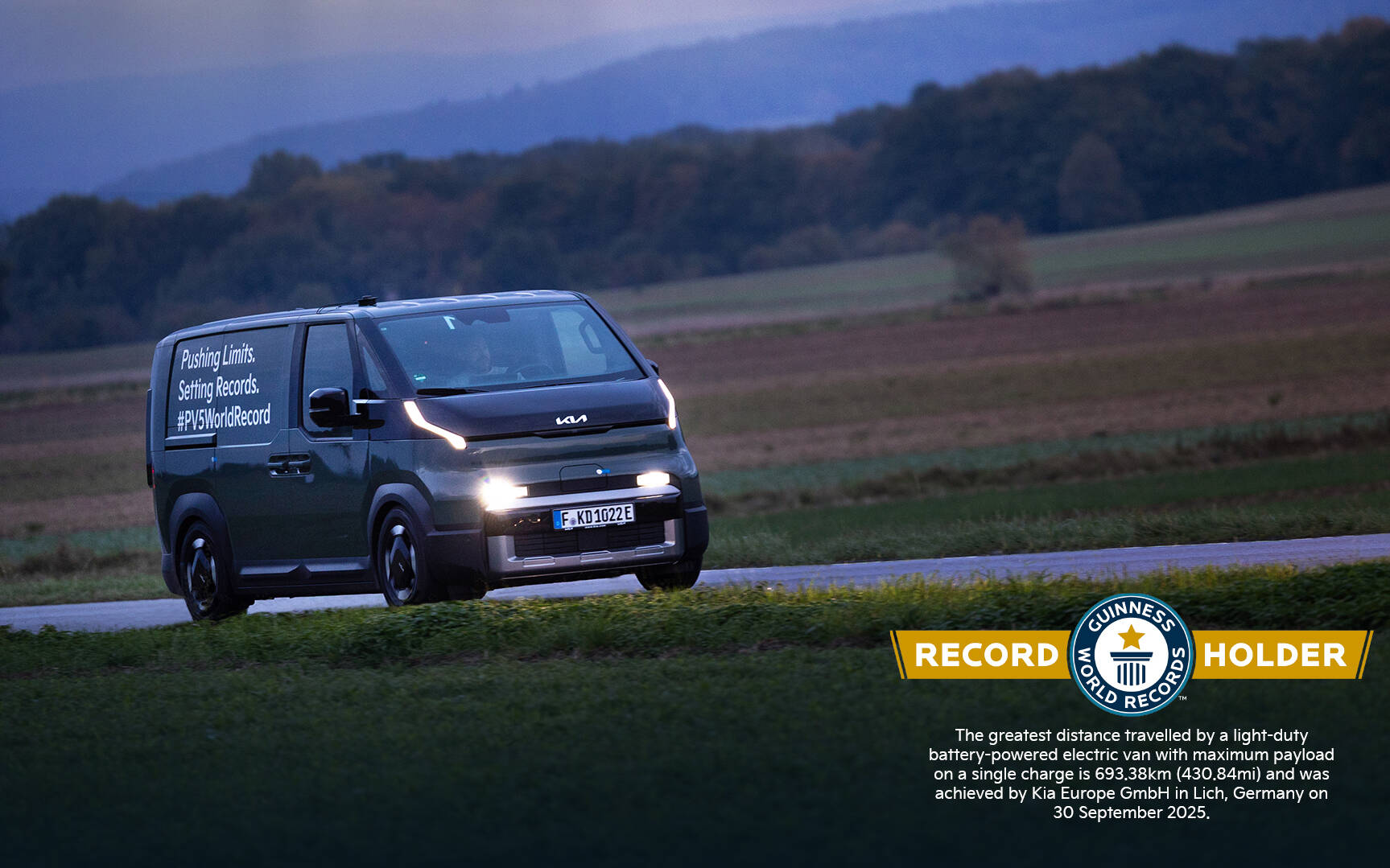 Record: The Kia PV5 Cargo traveled nearly 700 km fully loaded