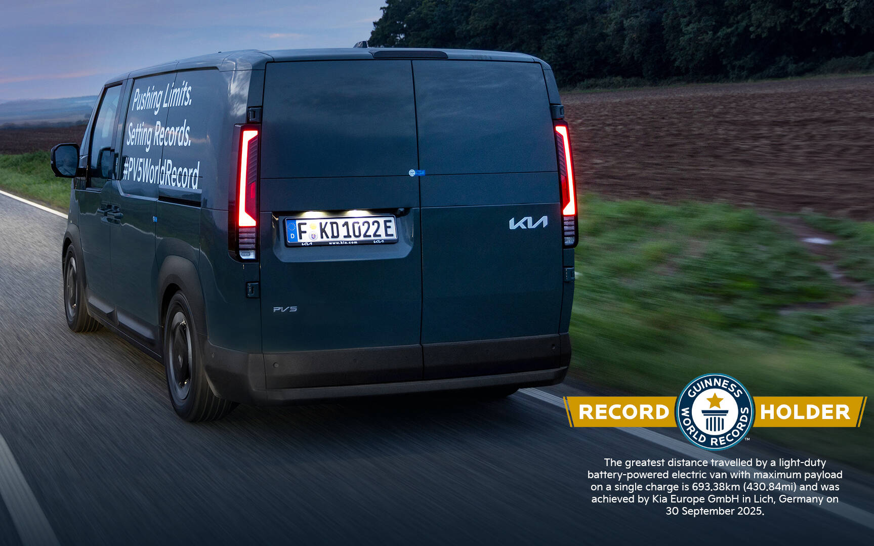 Record: The Kia PV5 Cargo traveled nearly 700 km fully loaded